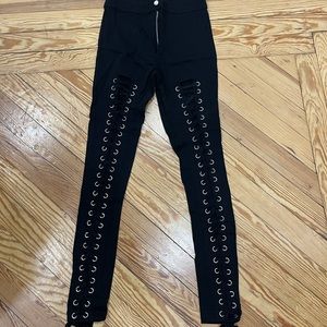 Fashion Nova Black pants Lace Up Ankle Grazer